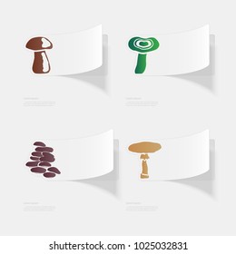 Mushrooms. Flat sticker with shadow on white background. Vector illustration