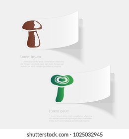 Mushrooms. Flat sticker with shadow on white background. Vector illustration