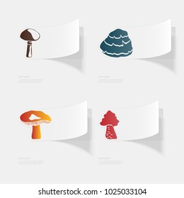 Mushrooms. Flat sticker with shadow on white background. Vector illustration