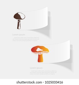 Mushrooms. Flat sticker with shadow on white background. Vector illustration