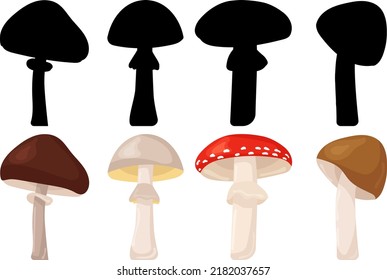 mushrooms in flat style, isolated, vector