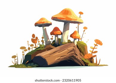 Mushrooms flat vector and low poly