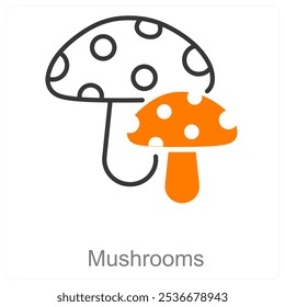 Mushrooms and Food icon concept