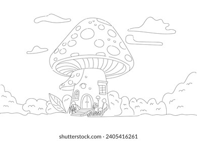 mushrooms in the forest coloring book