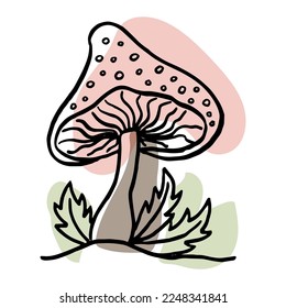 Mushrooms in the forest. Hand drawn. Isolated on whine.