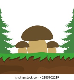 Mushrooms in the forest. Vector illustration