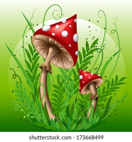 Mushrooms in the grass. Eps10 