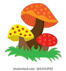 Mushrooms in the Grass Vector
