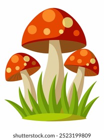 mushrooms in the grass vector on white background
