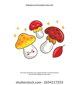 Mushrooms . Mushrooms Hand Draw Illustration Vector Design