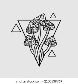 mushrooms hand drawn vector illustration 