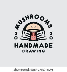 Mushrooms hand drawn Vintage Illustration Vector T-shirt Design