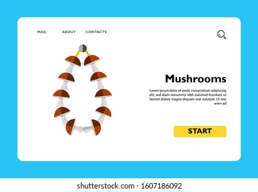 Mushrooms hanging on thread and drying. Storage, food, forest. Mushroom concept. Can be used for topics like forestry, cooking, biology, agriculture.