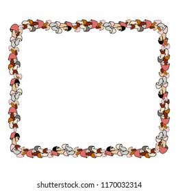 Mushrooms harverst rectangular wreath vector isolated