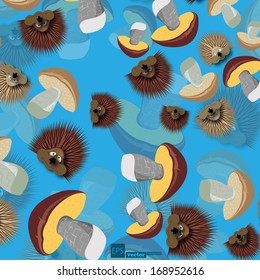 mushrooms and hedgehog