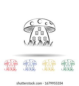 Mushrooms home, imaginary house multi color icon. Simple thin line, outline vector of imaginary house icons for ui and ux, website or mobile application