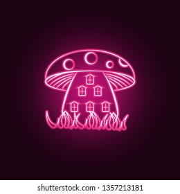 Mushrooms home, Imaginary house neon icon. Elements of Imaginary house set. Simple icon for websites, web design, mobile app, info graphics