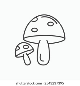 Mushrooms icon in black outlined and solid.