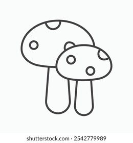 Mushrooms icon in black and white outlined stroke