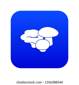 Mushrooms icon blue vector isolated on white background