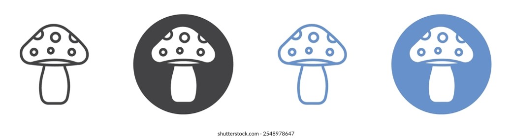 Mushrooms icon flat line symbol set.