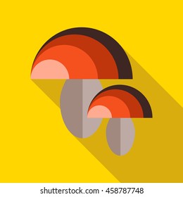 Mushrooms icon in flat style on a yellow background