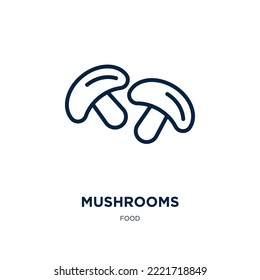 mushrooms icon from food collection. Thin linear mushrooms, mushroom, nature outline icon isolated on white background. Line vector mushrooms sign, symbol for web and mobile