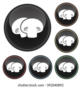 Mushrooms Icon Glossy Button Icon Set in With Various Color Highlights