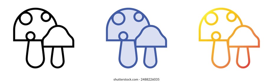 mushrooms icon. Linear, Blue Fill and Gradient Style Design Isolated On White Background