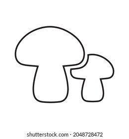 The mushrooms icon. A linear drawing of two mushrooms. Delicious and healthy products. A symbol of the production and collection of mushrooms. Vector illustration isolated on a white background.
