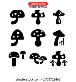 mushrooms icon or logo isolated sign symbol vector illustration - Collection of high quality black style vector icons

