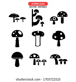 mushrooms icon or logo isolated sign symbol vector illustration - Collection of high quality black style vector icons
