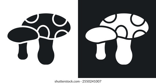 Mushrooms icon pack in black color.