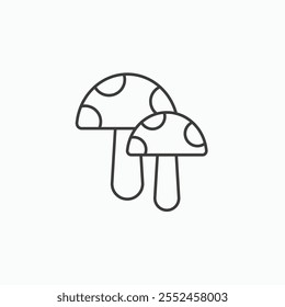 Mushrooms icon set in blackthin line style.