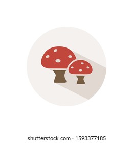 Mushrooms. Icon with shadow on a beige circle. Fall vector illustration