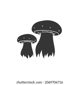 Mushrooms Icon Silhouette Illustration. Boletus Fungus Vector Graphic Pictogram Symbol Clip Art. Doodle Sketch Black Sign.