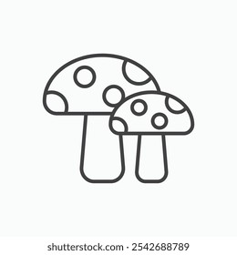 Mushrooms icon in thin black lines