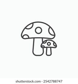 Mushrooms icon in thin outlined.