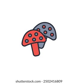 mushrooms icon. vector.Editable stroke.linear style sign for use web design,logo.Symbol illustration.