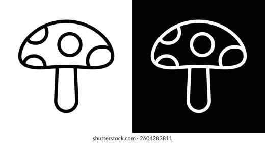 Mushrooms icons vectors set in stroke line style.