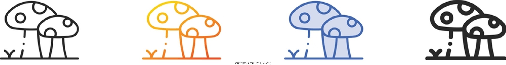 mushrooms icon.Thin Linear, Gradient, Blue Stroke and bold Style Design Isolated On White Background