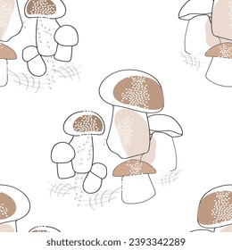 Mushrooms. Image на белом и цветном background. Vector.  Pattern.