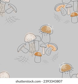 Mushrooms. Image на белом и цветном background. Vector.  Pattern.