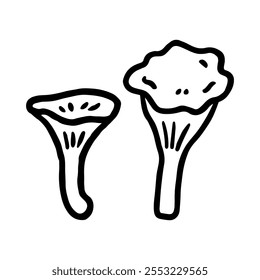 Mushrooms isolated on a white background. Vector hand-drawn doodle illustration. Perfect for decorations, logo, various designs.