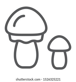 Mushrooms line icon, organic and food, vegetarian food sign, vector graphics, a linear pattern on a white backgrond, eps 10.