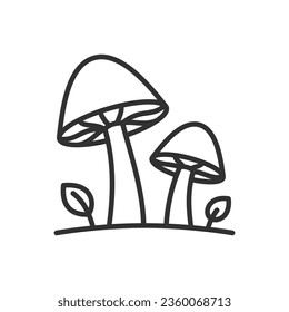Mushrooms, linear icon. Line with editable stroke