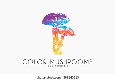 Mushrooms logo. Color mushrooms. Creative logo. Forest mushrooms