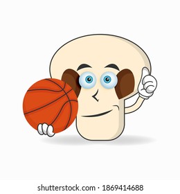 The mushrooms mascot character becomes a basketball player. vector illustration