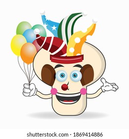The mushrooms mascot character becomes a clown. vector illustration