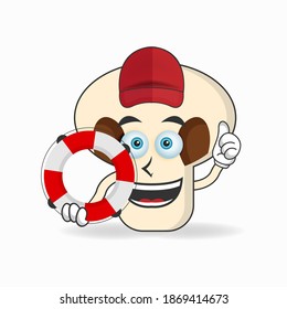 The mushrooms mascot character becomes a lifeguard. vector illustration